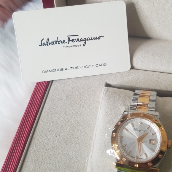 $1995 SALVATORE FERRAGAMO DIAMOND TWO TONE WATCH - Picture 4 of 8